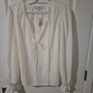 LOFT Women's Ivory Textured Blouse